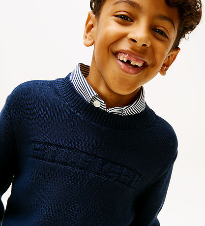 Tommy Hilfiger Bluse - Strik - Monotype Graphic - Dark Night Nav