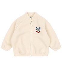 Konges Sløjd Fleecejakke - Jazz - White Smoke m. Kirsebær