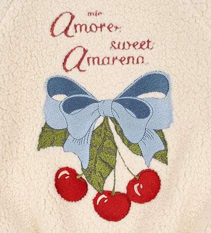 Konges Sløjd Fleecejakke - Jazz - White Smoke m. Kirsebær