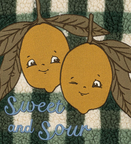 Konges Sløjd Fleecejakke - Jody - Green Check m. Citroner