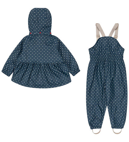 Konges Sløjd Regntøj m. Seler - PU - Rainy Palme - Heart Blues