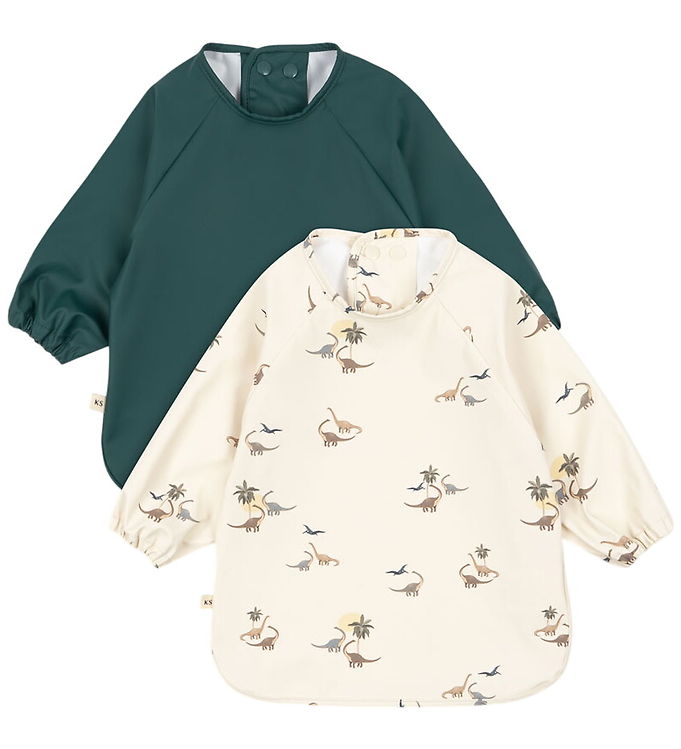 Konges Sløjd 2 PACK DINNER BIB WITH SLEEVES - Kubi/Rain Forest