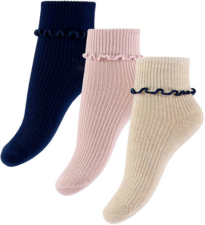 Konges Sløjd Strømper - 3-pak - Rib - Navy/Cream/Blush