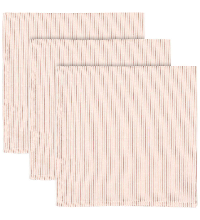 Konges Sløjd Stofbleer - 65x65 cm - 3-pak - Stripie Petite Rose