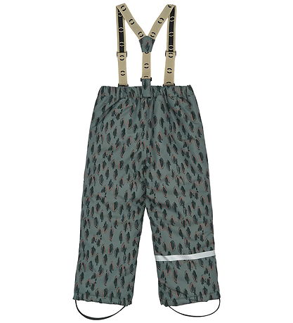 Mikk-Line Ski Pants w. Suspenders - Conditioner Green w. Print