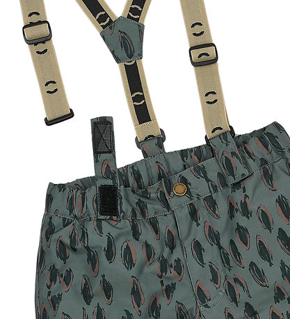 Mikk-Line Ski Pants w. Suspenders - Conditioner Green w. Print