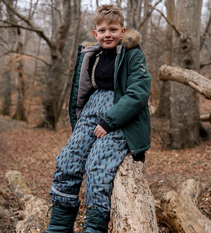 Mikk-Line Ski Pants w. Suspenders - Conditioner Green w. Print