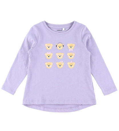 Name it Bluse - NmfViolet - Lavender Gray/ 3 Teddy Bears