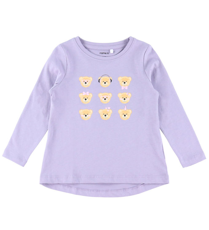 Name it Bluse - NmfViolet - Lavender Gray/3 Teddy Bears
