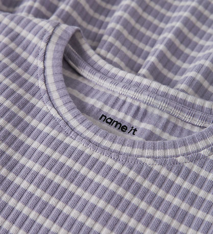 Name it kjole - NmfVemma - Lavender Gray/Lilac Marble Stripe