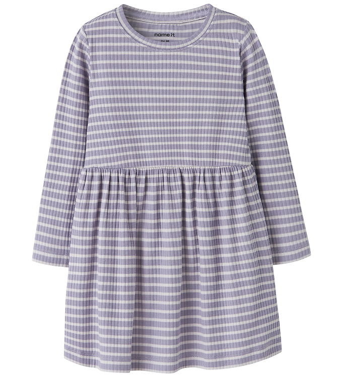 Name it Kjole - Rib - NmfVemma - Lavender Gray/Lilac Marble Stri