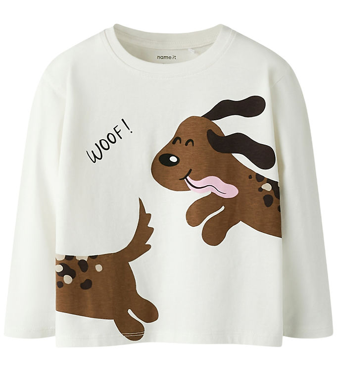 Name it Bluse - NmfVelda - Cloud Dancer/Happy Dog