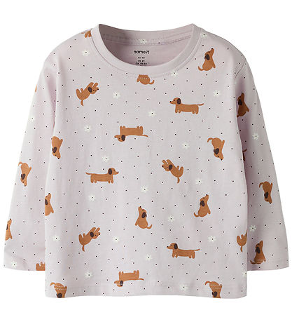 Name it Bluse - NmfVelda - Lilac Marble/Dachshunds