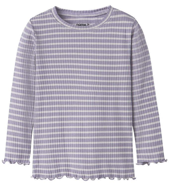Name It Bluse - Rib - NmfVemma - Lavender Gray/Lilac Marble Stri