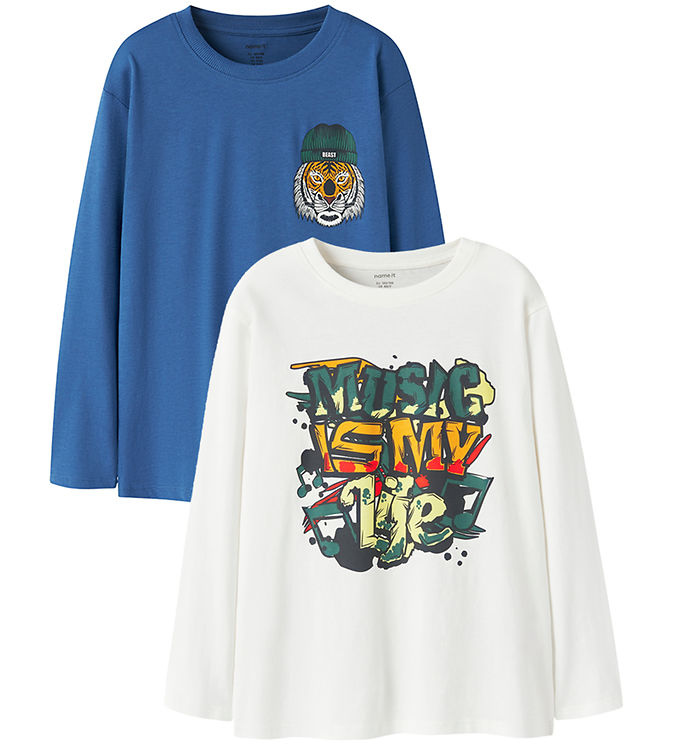 Name It Bluser - NkmVeldo - 2-pak - Cloud Dancer/Delft