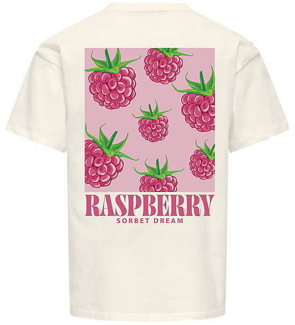 Kids Only T-shirt - KogCarina - Loose - Cloud Dancer/Raspberry