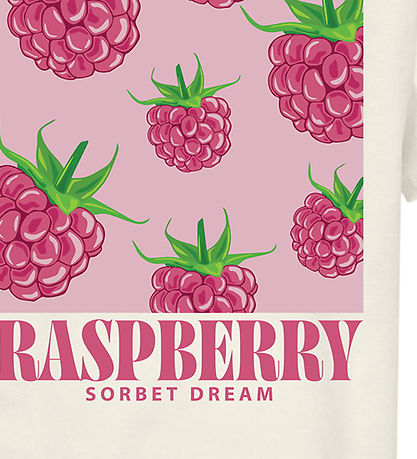 Kids Only T-shirt - KogCarina - Loose - Cloud Dancer/Raspberry