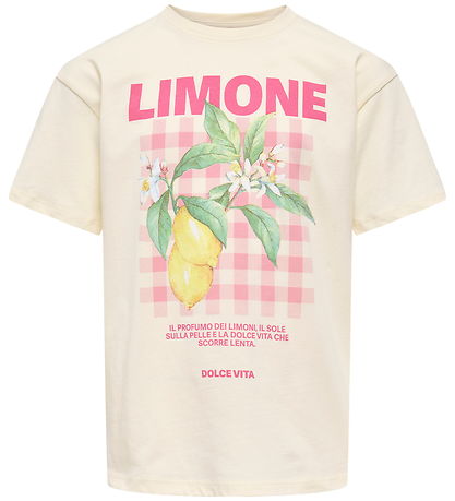 Kids Only T-shirt - KogCarina - Loose - Tofu/Limone