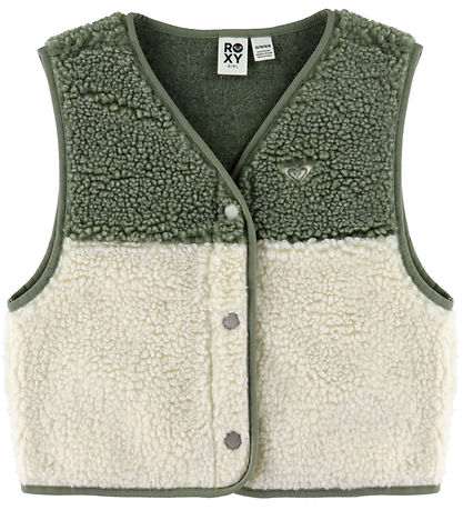 Roxy Vest - Fleece - Iconic Color Block - Grøn/Hvid
