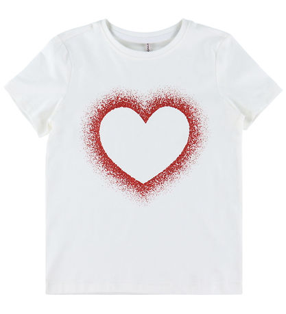 Kids Only T-shirt - KogCandy - Cloud Dancer/Glitter Heart