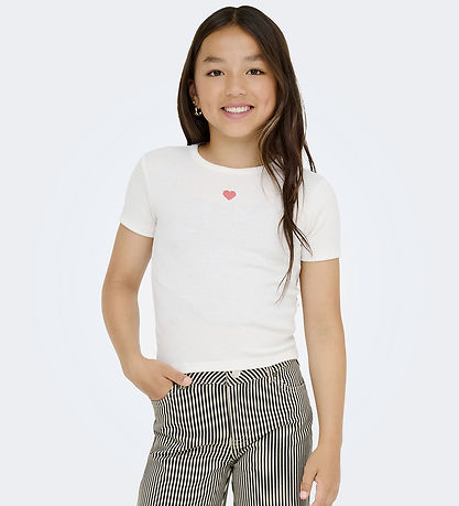 Kids Only T-shirt - Rib - KogElva - Cloud Dancer/Heart/Romance R