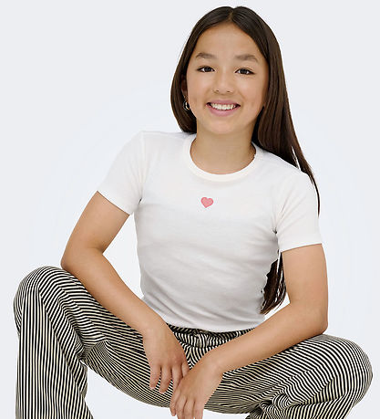 Kids Only T-shirt - Rib - KogElva - Cloud Dancer/Heart/Romance R
