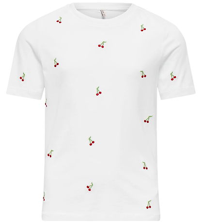 Kids Only T-shirt - Noos - KogKetty - Bright White/Cherries