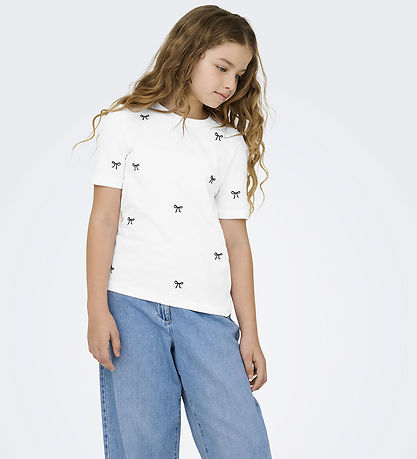 Kids Only T-shirt - Noos - KogKetty - Bright White/Black Bows