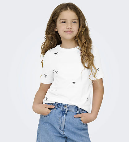 Kids Only T-shirt - Noos - KogKetty - Bright White/Black Bows