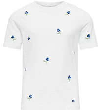Kids Only T-shirt - Noos - KogKetty - Bright White/Blue Flowers