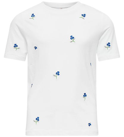 Kids Only T-shirt - Noos - KogKetty - Bright White/Blue Flowers