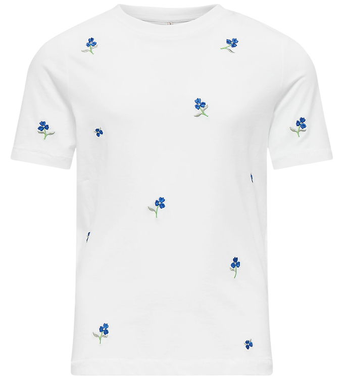 Kids Only T-shirt - Noos - KogKetty - Bright White/Blue Flowers