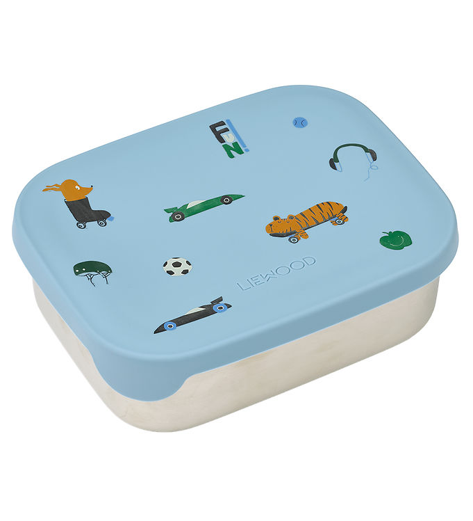 Liewood Arthur Ruminddelt Madkasse - Stål/Silikone - Fun/Beach Blue