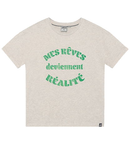 Indian Blue Jeans T-shirt - Wide Fit - Light Sand Melange m. Grø