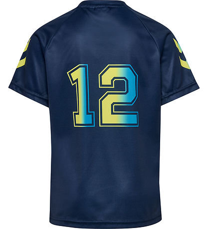 Hummel T-shirt - hmlShimmer - Dress Blues/Limeade