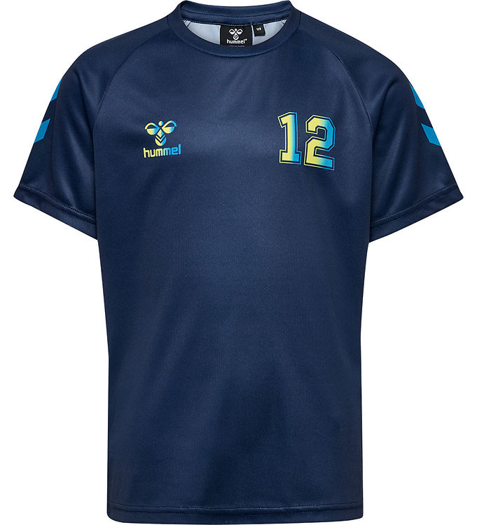 Hummel T-shirt - hmlShimmer - Dress Blues/Limeade billede