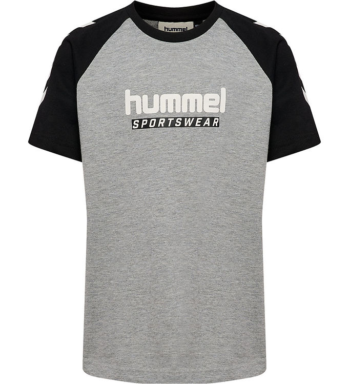 Hummel T-shirt - Gråmeleret/Sort m. Logo