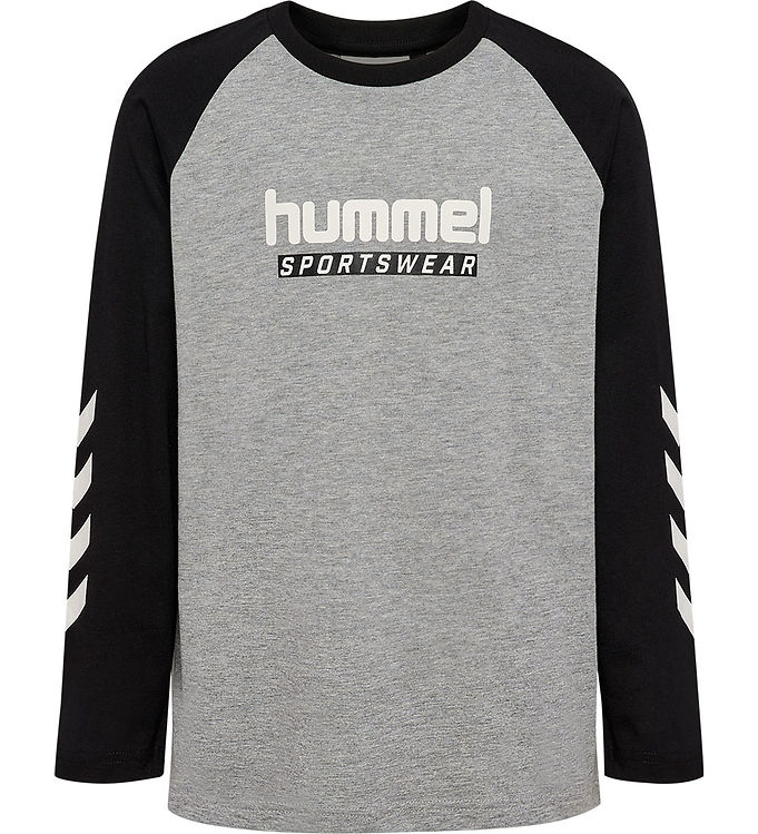 Hummel Bluse - Gråmeleret/ sort m. Logo