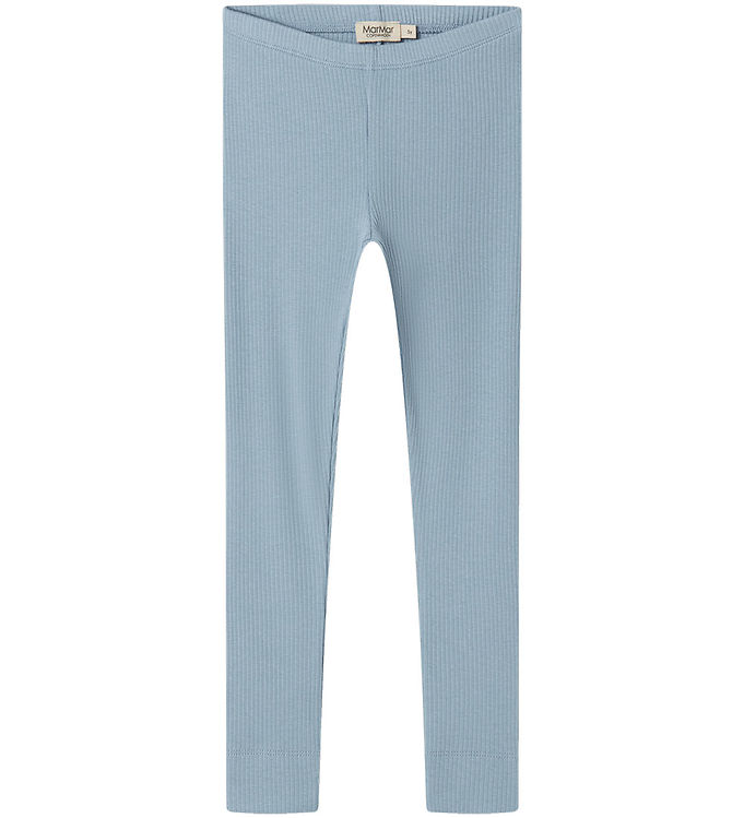 Marmar Copenhagen Leggings Blue Iris i Rib Med Modal - Str. 1.5y 86cm