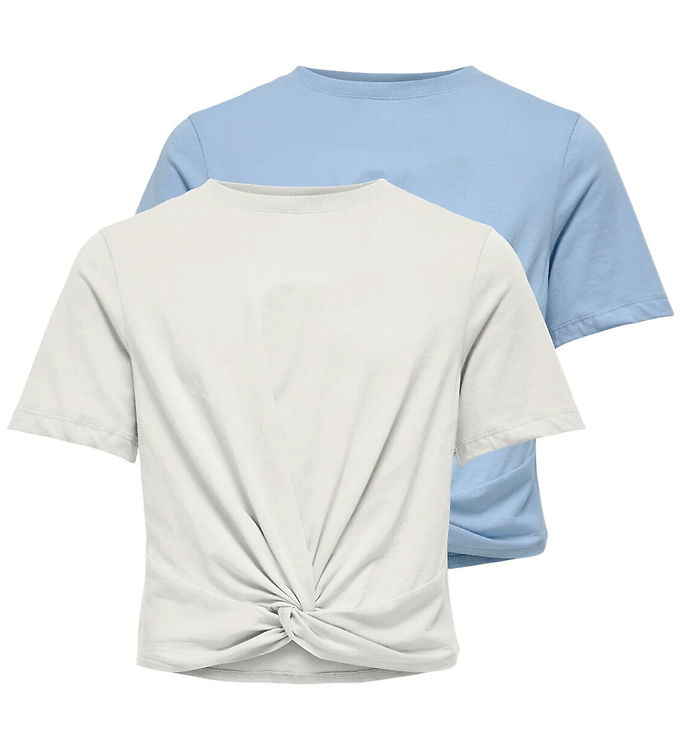 Kids Only T-shirts - KogRex - 2-pak - Soft Chambray/Cloud Dancer