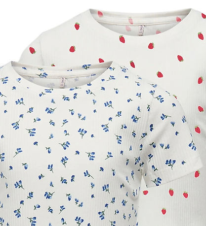 Kids Only T-shirts - Rib - KogBella - 2-pak - Cloud Dancer/Mazar