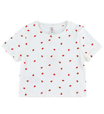 Kids Only T-shirt - Noos - KogBella - Cloud Dancer/Strawberries