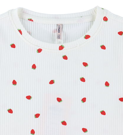 Kids Only T-shirt - Noos - KogBella - Cloud Dancer/Strawberries