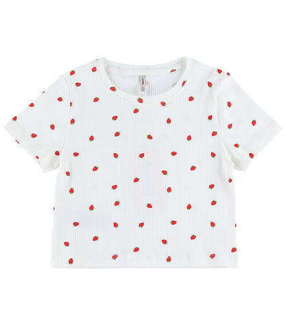 Kids Only T-shirt - Noos - KogBella - Cloud Dancer/Strawberries