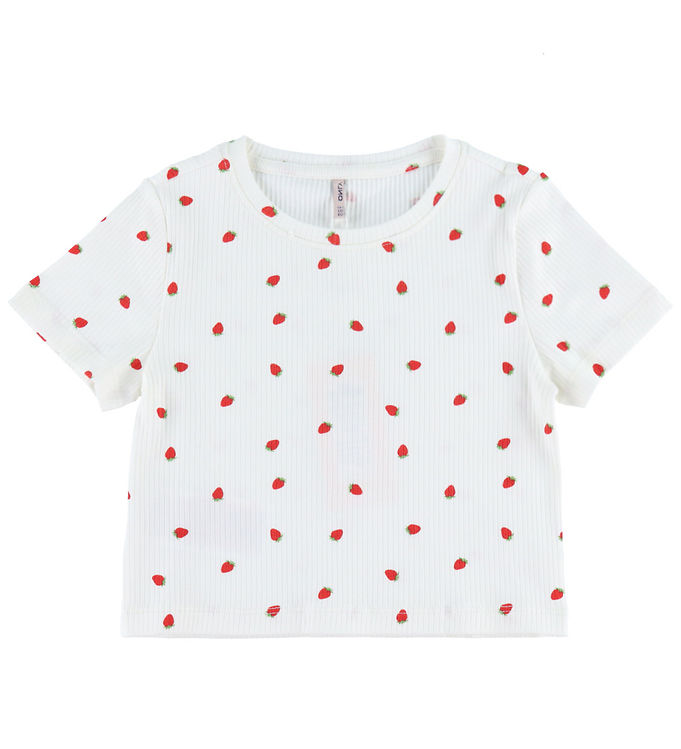 Kids Only T-shirt - Crop - Noos -Rib - KogBella - Cloud Dancer/