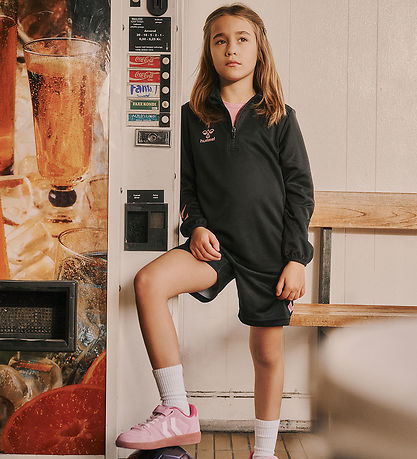 Hummel Sweatshirt - hmlShimmer Half Zip - Black/Bridal Rose