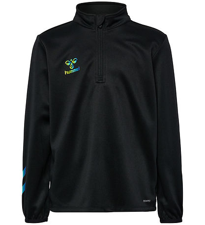 Hummel Sweatshirt - hmlShimmer Half Zip - Black/Limeade