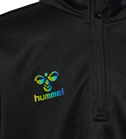 Hummel Sweatshirt - hmlShimmer Half Zip - Black/Limeade