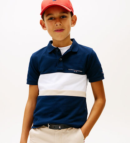 Tommy Hilfiger Polo - Mini Crop - Dark Night Navy ColourblockBlu