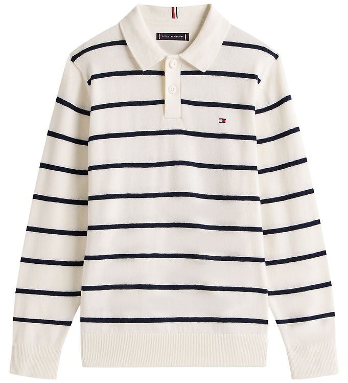 Tommy Hilfiger Polobluse - Strik - Ivory Silk Stripe